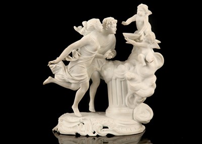 Lot 136 - A SEVRES STYLE BISQUE PORCELAIN FIGURE GROUP...