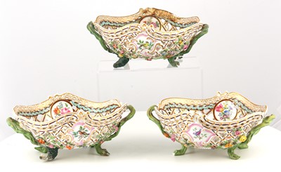 Lot 121 - THREE MEISSEN PORCELAIN BASKETS, 19th century,...