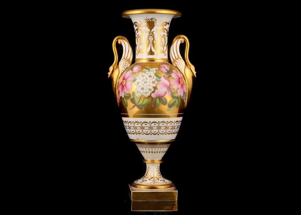 Lot 120 - A PARIS PORCELAIN TWIN-HANDLED VASE, circa...