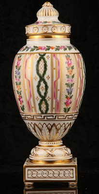 Lot 129 - A DRESDEN PORCELAIN VASE AND COVER, late 19th...