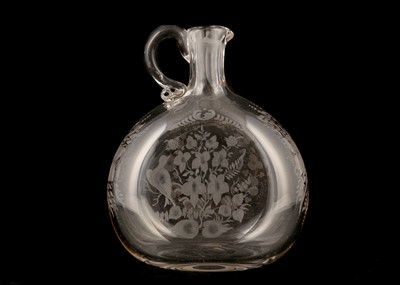 Lot 181 - AN ENGRAVED GLASS SPIRIT DECANTER, circa 1870,...