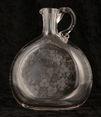 Lot 181 - AN ENGRAVED GLASS SPIRIT DECANTER, circa 1870,...