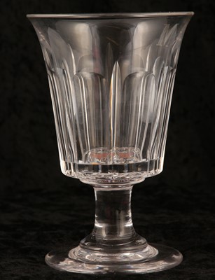 Lot 173 - AN UNUSUAL GEORGE III CUT GLASS COIN GOBLET,...