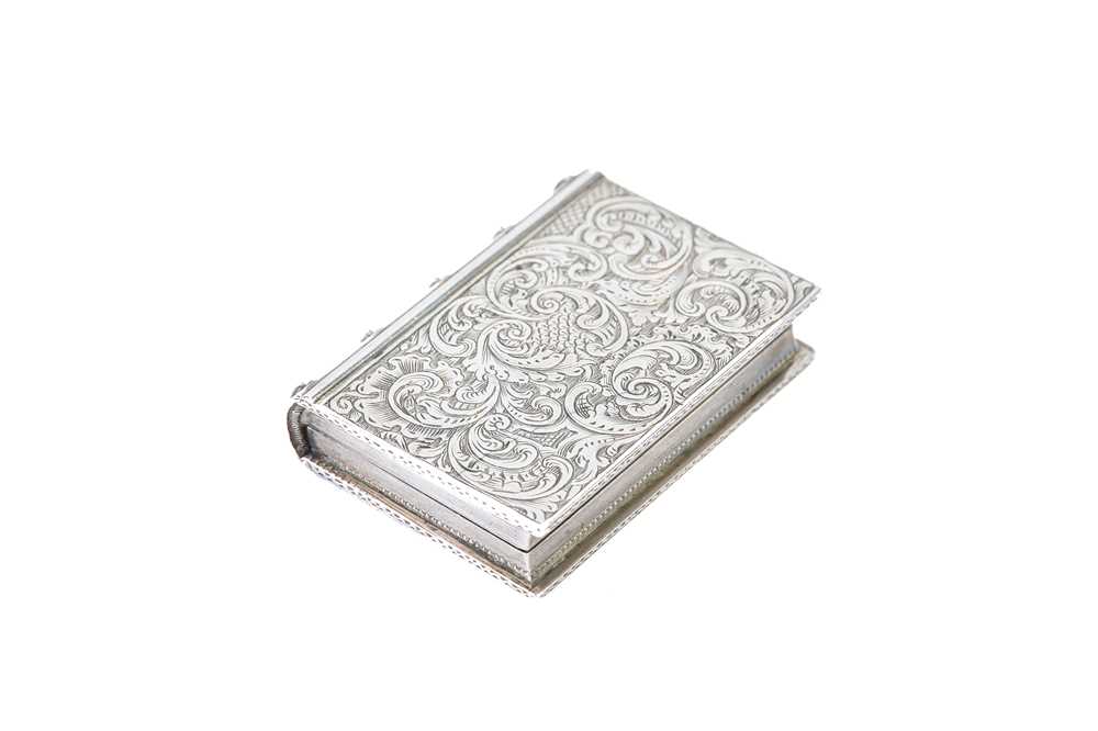 Lot 187 - A William IV antique sterling silver book form...