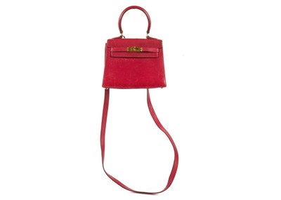 Lot 229 - Hermes red Courchevel leather Mini Kelly 20, c....