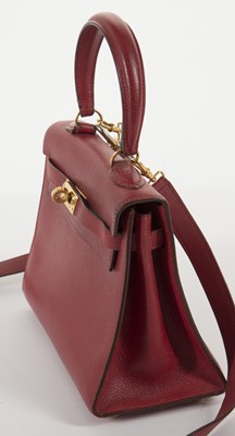 Lot 229 - Hermes red Courchevel leather Mini Kelly 20, c....