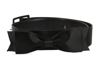 Lot 593 - Chanel black satin bow belt, dated Autumn 1995,...