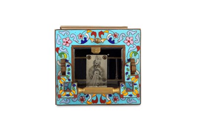 Lot 37 - A LARGE BRASS, CLOISONNE AND ENAMEL CARRIAGE...
