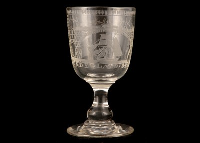 Lot 175 - AN ENGRAVED GLASS 'SUNDERLAND BRIDGE' RUMMER,...