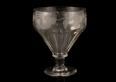 Lot 180 - A VERY LARGE ENGRAVED GLASS GOBLET OR SERVING...