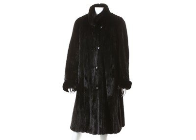 Lot 486 - Full length darkest brown stranded mink coat,...