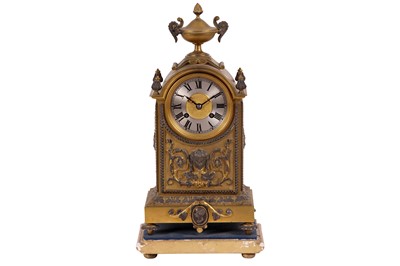 Lot 196 - A LATE 19TH CENTURY FRENCH GILT AND SILVERED METAL MANTEL CLOCK
