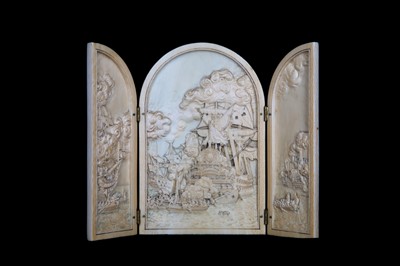 Lot 59 - A 19TH CENTURY DIEPPE IVORY RELIEF CARVED...
