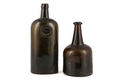 Lot 182 - AN IRISH SEALED WINE BOTTLE AND A CYLINDER...