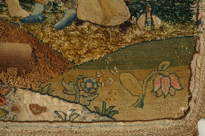 Lot 69 - A 17TH CENTURY STUMPWORK PICTURE DEPICTING AN...