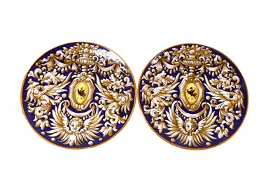 Lot 105 - A PAIR OF ITALIAN MAIOLICA CHARGERS, 20th...