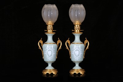 Lot 257 - A FINE PAIR OF LATE 19TH CENTURY CELADON PATE...