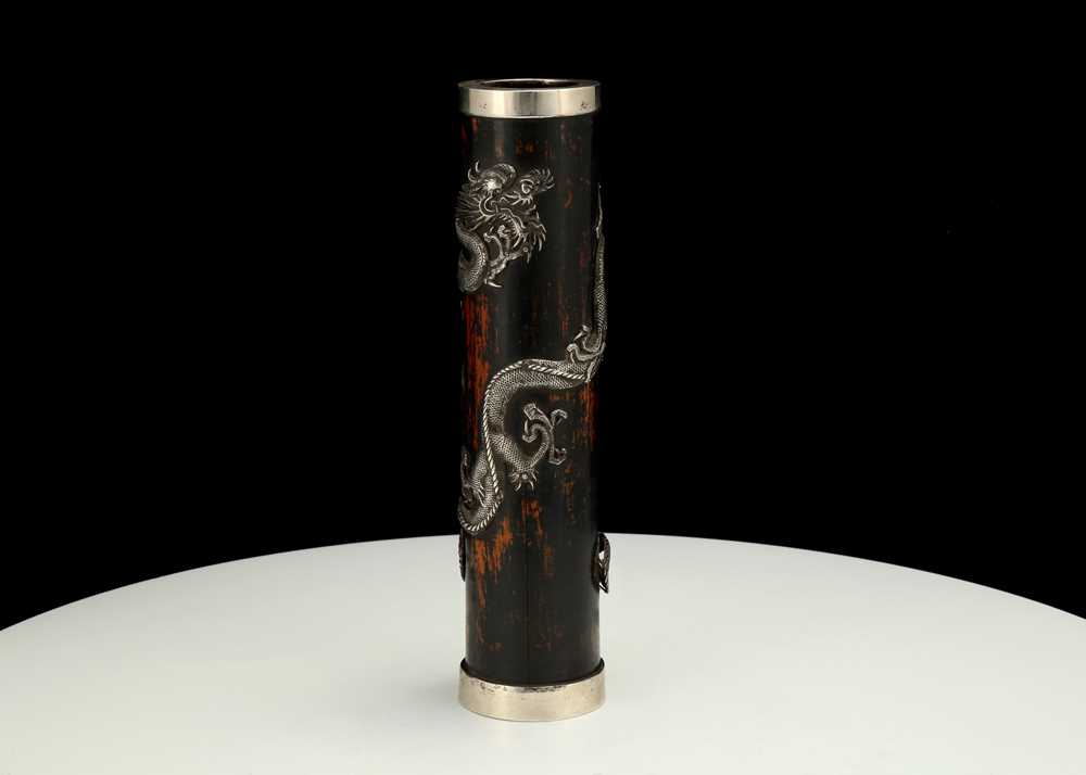 Lot 438 - A Chinese export silver-mounted wood game...
