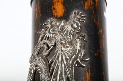 Lot 438 - A Chinese export silver-mounted wood game...