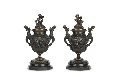 Lot 130 - A PAIR OF MID 19TH CENTURY FRENCH BRONZE...
