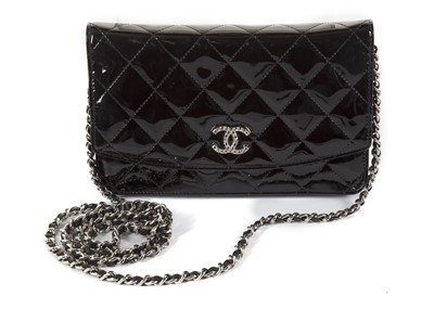 Lot 497 - Chanel black patent leather Brilliant Wallet...