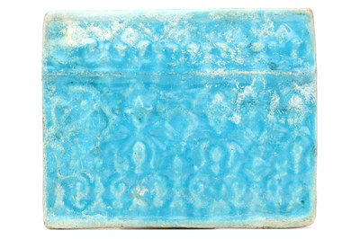 Lot 23 - A KASHAN BLUE GLAZED CERAMIC BORDER TILE. Iran....