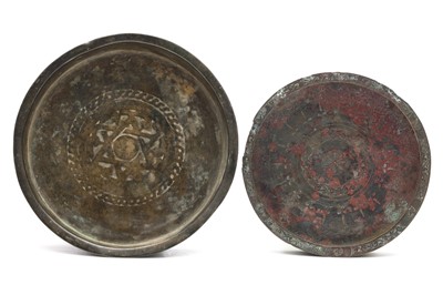 Lot 44 - TWO SMALL SELJUK BRONZE DISHES. Khurasan....