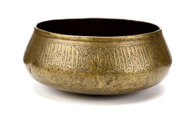 Lot 50 - A MAMLUK BRASS CALLIGRAPHIC BOWL. Egypt. 15th...