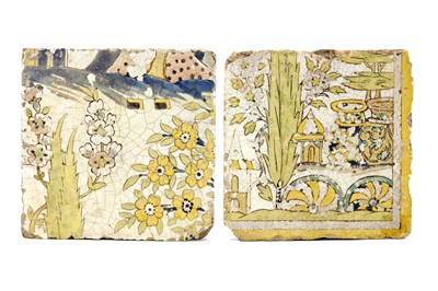 Lot 61 - TWO SAFAVID GLAZED CERAMIC TILES, having...