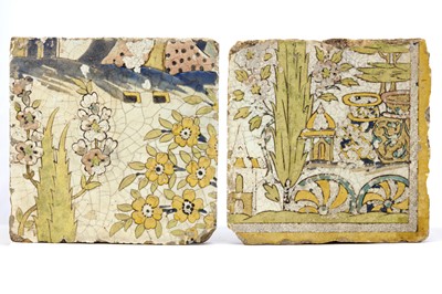 Lot 61 - TWO SAFAVID GLAZED CERAMIC TILES, having...