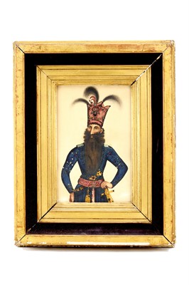 Lot 90 - A FRAMED PERSIAN QAJAR WATERCOLOUR...