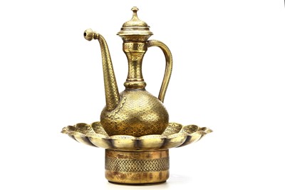 Lot 99 - A VERY FINE 19TH CENTURY BUKHARA BRASS EWER...