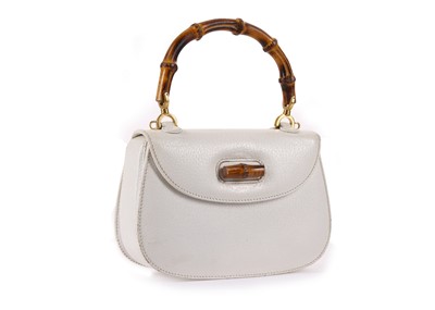 Lot 445 - Gucci white Classic Bamboo handbag, white...