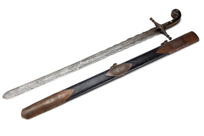 Lot 111 - A LARGE PERSIAN CEREMONIAL SWORD AND SILVER...