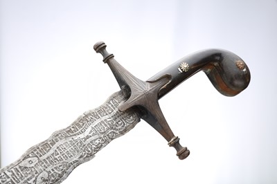 Lot 111 - A LARGE PERSIAN CEREMONIAL SWORD AND SILVER...