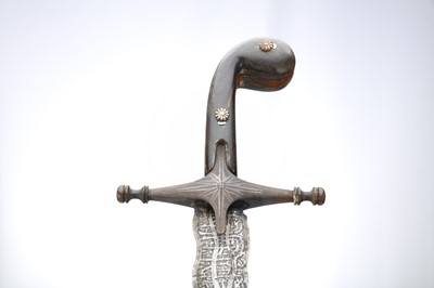 Lot 111 - A LARGE PERSIAN CEREMONIAL SWORD AND SILVER...