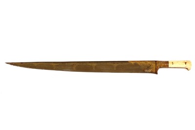 Lot 112 - A LARGE KHYBAR DAGGER, with fine gold overlaid...