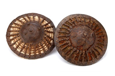 Lot 118 - TWO TURKISH OTTOMAN 'BUCKLER' WAR SHIELDS....