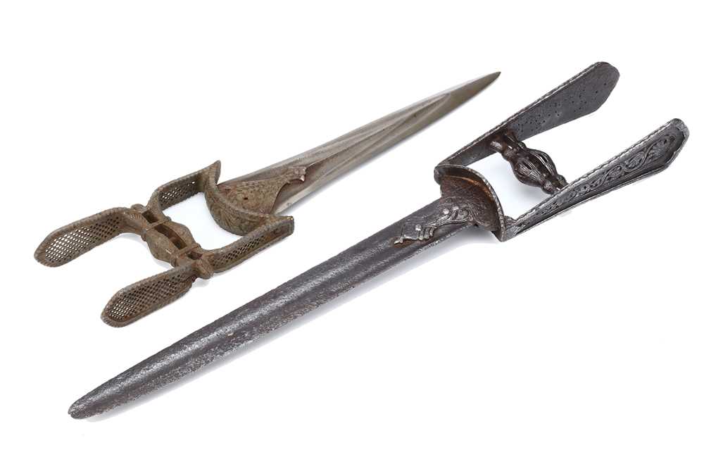 Lot 133 - TWO FINE SOUTH INDIAN OPENWORK KATAR DAGGERS....