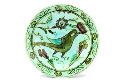 Lot 149 - AN UNUSUAL TURKISH OTTOMAN IZNIK GLAZED...