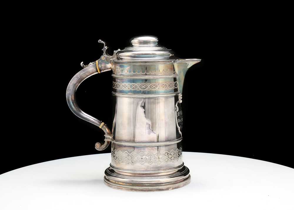 Lot 301 - A Victorian antique silver plate flagon, circa...