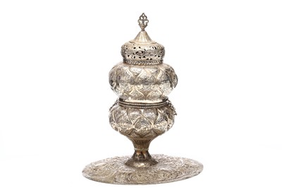 Lot 180 - A RARE TURKISH OTTOMAN SILVER INCENSE BURNER....