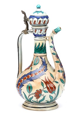 Lot 204 - A FRENCH IZNIK STYLE EWER.  Paris. Circa 19th...