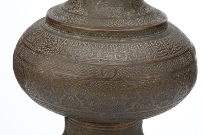 Lot 211 - A FINE LARGE SYRIAN DAMASCUS BRASS VASE,...