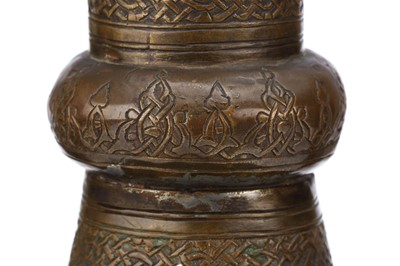 Lot 211 - A FINE LARGE SYRIAN DAMASCUS BRASS VASE,...