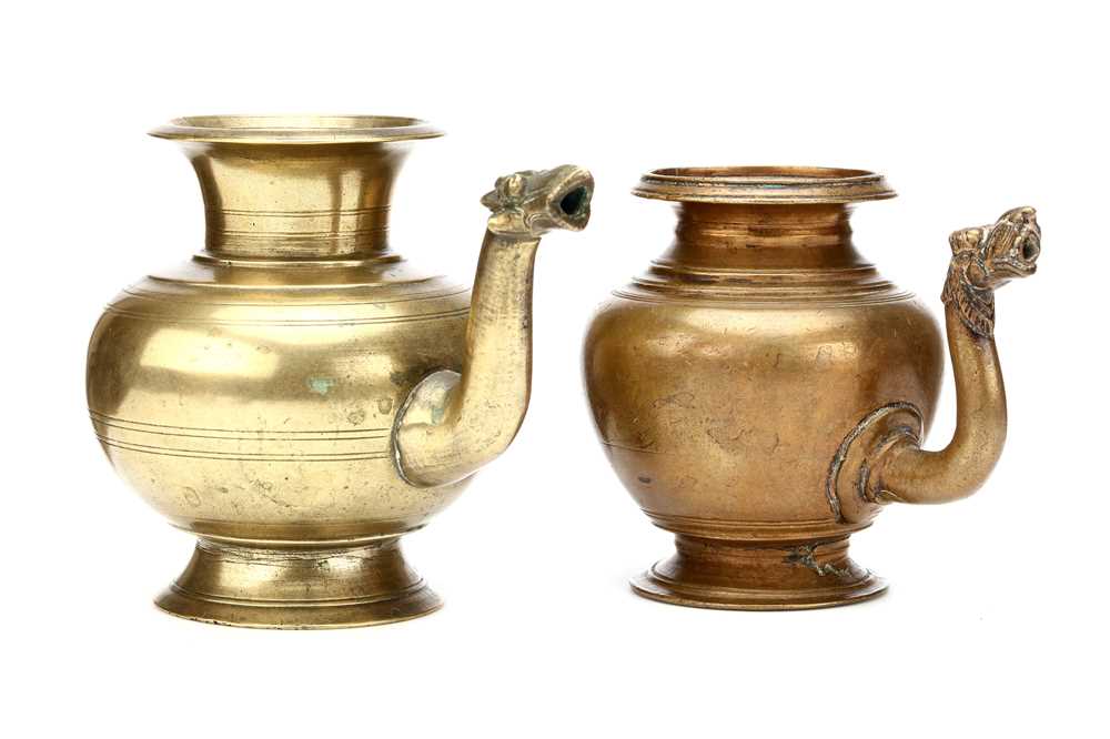 Lot 217 - TWO SOUTH INDIAN BRONZE LOTA VESSELS, with