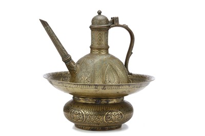 Lot 230 - A NORTH INDIAN MOGHUL BRONZE EWER AND BASIN....