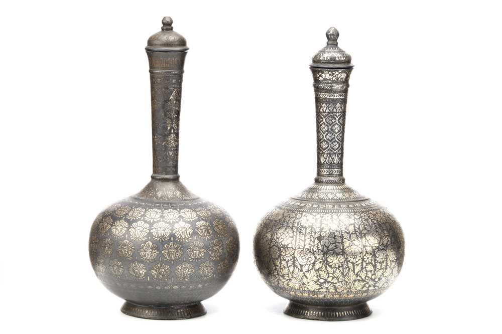 Lot 235 - TWO SOUTH INDIAN BIDAR BIDRI WARE SILVER...