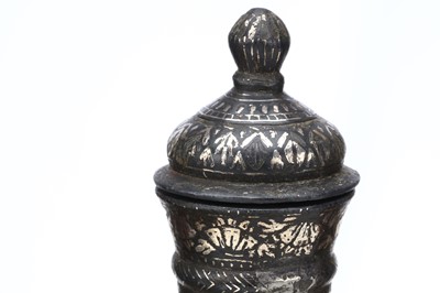 Lot 235 - TWO SOUTH INDIAN BIDAR BIDRI WARE SILVER...