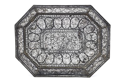 Lot 237 - A SOUTH INDIAN DECCANI, BIDRI WARE FOOTED TRAY....